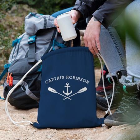 Nautical Anchor Design Customized Full Print Canvas Drawstring Bag for Men & Women