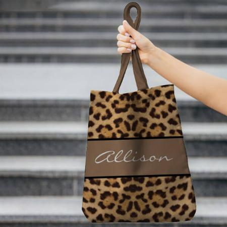 Cute Chic Leopard Printed Customized Full Print Tote Bag for Women & Men