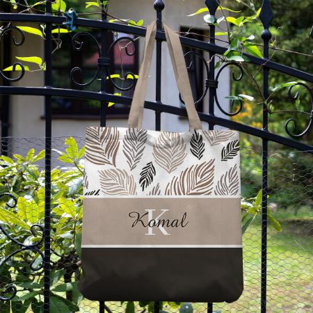 Leaves Design with Name Customized Full Print Tote Bag for Women & Men
