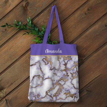Amethyst Gold Marble Design Customized Full Print Tote Bag for Women & Men