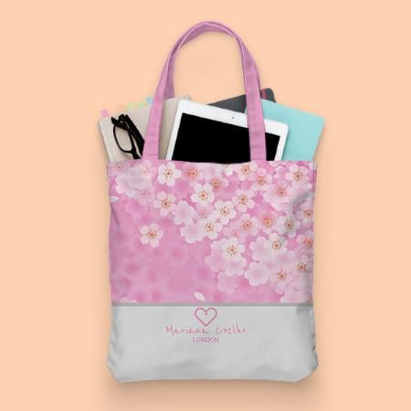 Sakura Floral Customized Full Print Tote Bag for Women & Men
