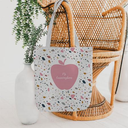 Terrazzo Pink Apple Design Customized Full Print Tote Bag for Women & Men