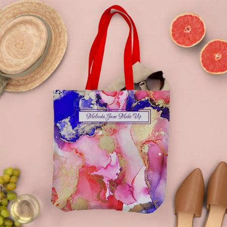 Abstract Pink Gold Alcohol Ink Art Customized Full Print Tote Bag for Women & Men