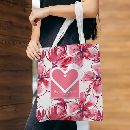 Red Flowers Customized Full Print Tote Bag for Women & Men