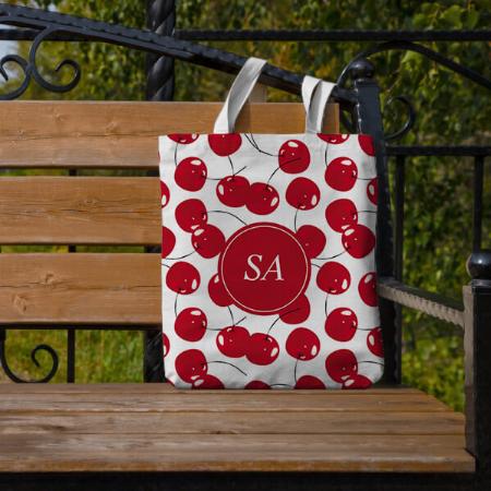 Beautiful Fresh Red Cherry Pattern Customized Full Print Tote Bag for Women & Men