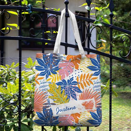 Modern Boho Tropical Palm Leaves Customized Full Print Tote Bag for Women & Men