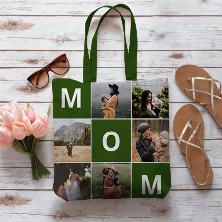 Mom Photo Tote Bag for Mother's Day Customized Full Print Canvas Tote Bag for Women & Men