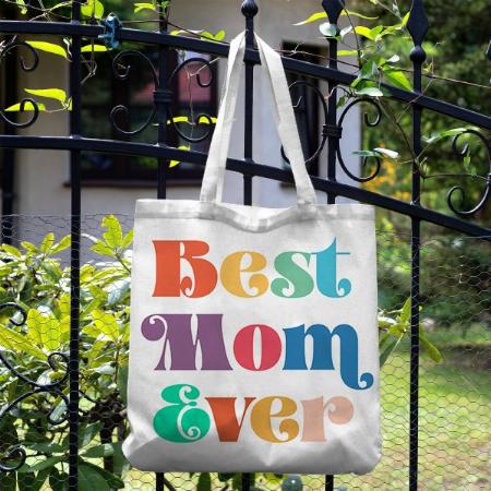 Best Mom Ever Vintage retro script Mother's day Customized Full Print Canvas Tote Bag for Women & Men