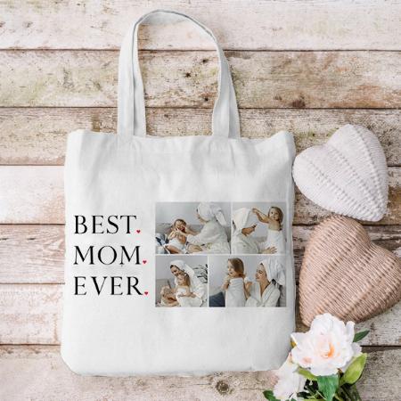 Modern Collage Photo Best Mom Happy Mother's Day Customized Full Print Canvas Tote Bag for Women & Men