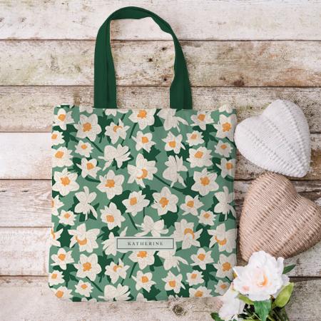 Floral Spring with Name Customized Full Print Tote Bag for Women & Men