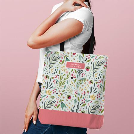 Garden Whimsy Floral Monogram Customized Full Print Tote Bag for Women & Men