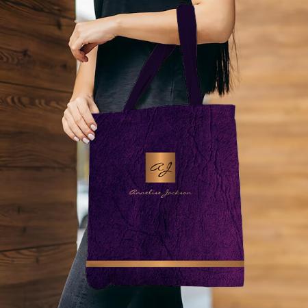 Luxury Elegant Gold Modern Purple Customized Full Print Tote Bag for Women & Men