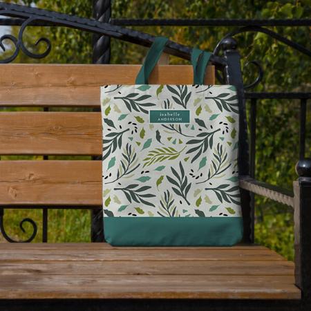 Garden Whimsy Greenery Monogram Customized Full Print Tote Bag for Women & Men
