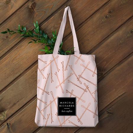 Chic Rose Gold Bobby Pins Pink Customized Full Print Tote Bag for Women & Men