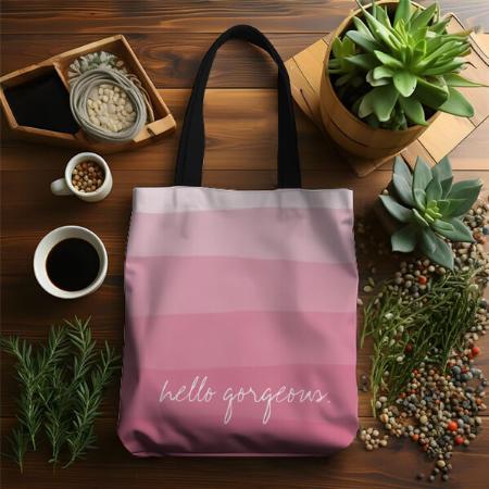 Pink Watercolor Dipdye Stripes Customized Full Print Tote Bag for Women & Men