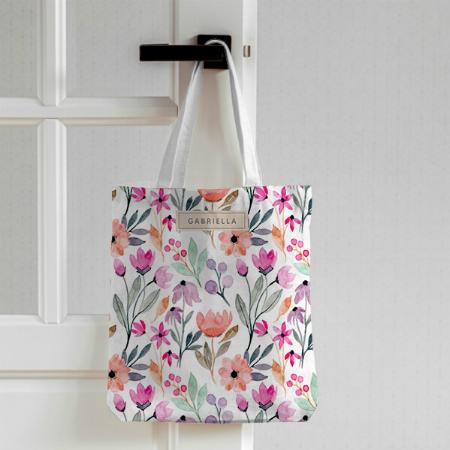 Cute Colorful Pastel Watercolor Floral Customized Full Print Tote Bag for Women & Men