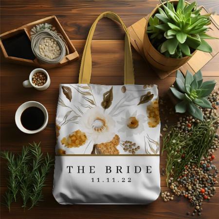 Floral Bride Design Customized Full Print Tote Bag for Women & Men