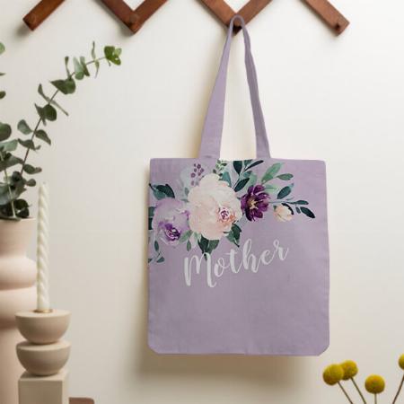 Purple Floral Mother Customized Full Print Tote Bag for Women & Men