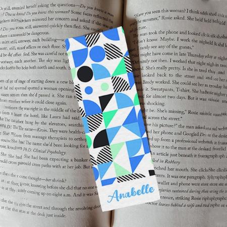 Blue Green Geometric Customized Printed Bookmark - Set of 10