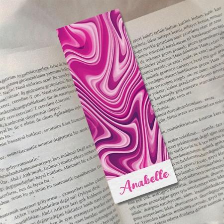 Hot Pink Liquid Marble Customized Printed Bookmark - Set of 10