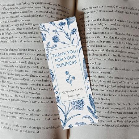 Blue Flower Customized Printed Bookmark - Set of 10