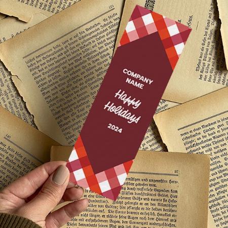 Red Checked Design Customized Printed Bookmark - Set of 10