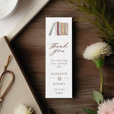 Watercolor Books Wedding Favor Thank You Customized Printed Bookmark - Set of 10