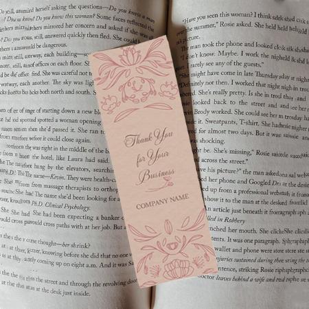 Pink Lotus Line Art Design Customized Printed Bookmark - Set of 10