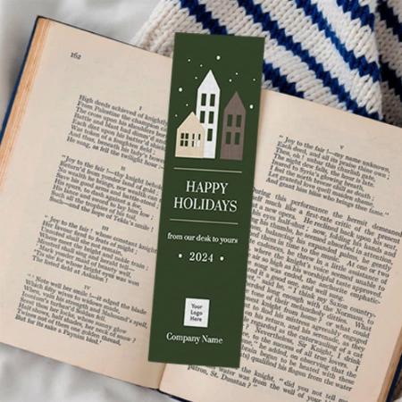 Happy Holiday Houses Design Customized Printed Bookmark - Set of 10