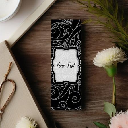 Black Floral Abstract Design Customized Printed Bookmark - Set of 10