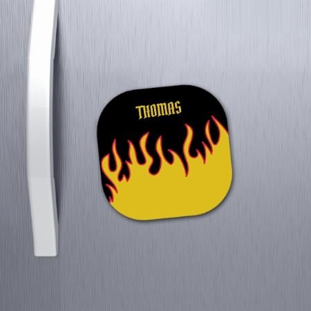 Yellow, Red and Black Flames Customized Printed Photo Fridge Magnet