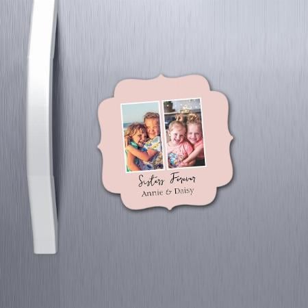 Pink Modern Photo For Sisters Customized Printed Photo Fridge Magnet