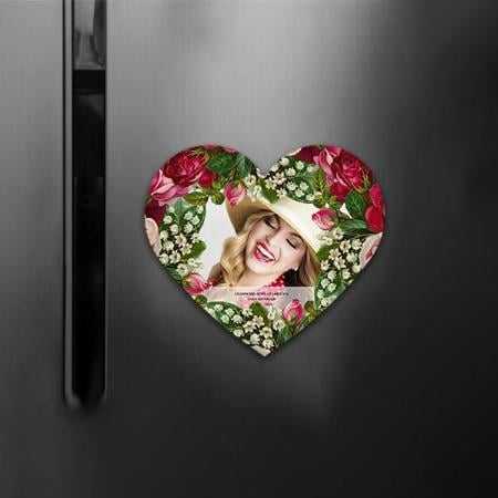 Floral Design with Photo Customized Printed Photo Fridge Magnet