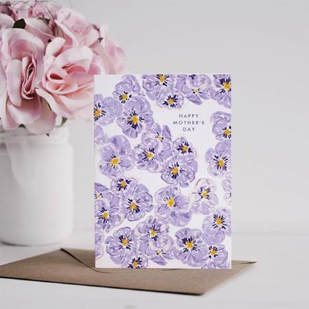Purple Pansies Mother's Day Customized Printed Greeting Card