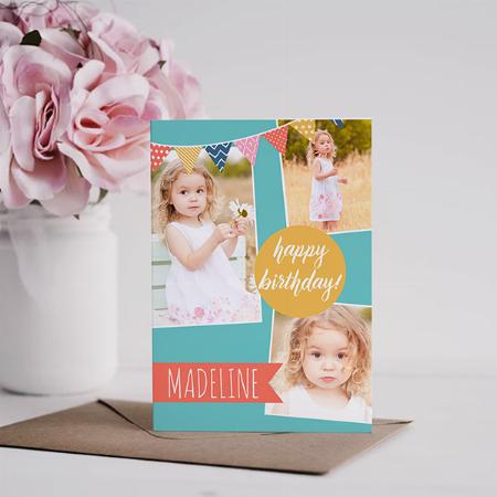 Cute Colorful Collage Birthday Customized Printed Greeting Card