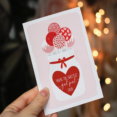 Sweetest Gal Pal Lollipop Design Customized Printed Greeting Card
