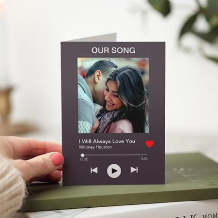 Modern Photo with Music Playlist Design Customized Printed Greeting Card