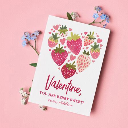 Strawberry Berry Sweet Valentines Day Customized Printed Greeting Card
