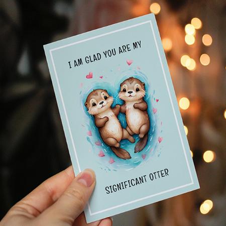 Cute Significant Otter Couple Funny Valentine Customized Printed Greeting Card