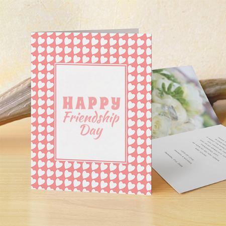 Happy Galentine`s Day Pink Heart Pattern Customized Printed Greeting Card