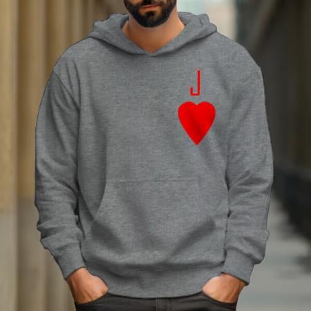 Heart with Monogram Customized Unisex Printed Hoodie with Pockets