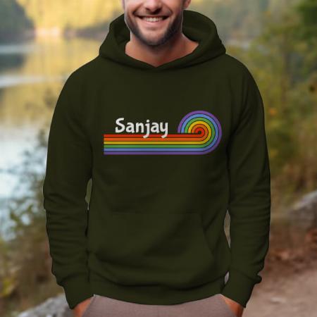 Rainbow with Name Customized Unisex Printed Hoodie with Pockets