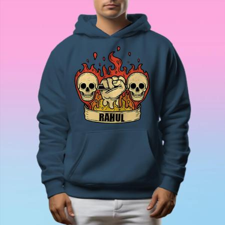 Fire and Skull Customized Unisex Printed Hoodie with Pockets
