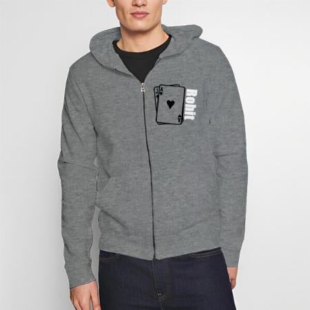 Playing Cards Customized Unisex Printed Zipper Hoodie