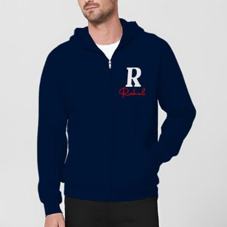 Name with Signature Customized Unisex Printed Zipper Hoodie