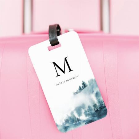 Watercolor Winter Forest Art Design Customized Vertical Bag Luggage Tag
