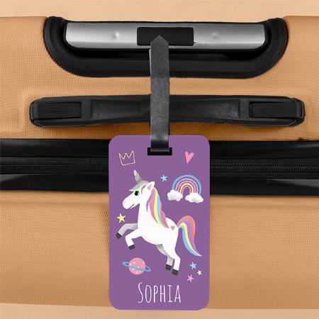 Cute Purple Magical Unicorn Customized Vertical Bag Luggage Tag
