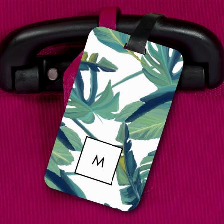 Tropical Green Watercolor Leaves Customized Vertical Bag Luggage Tag