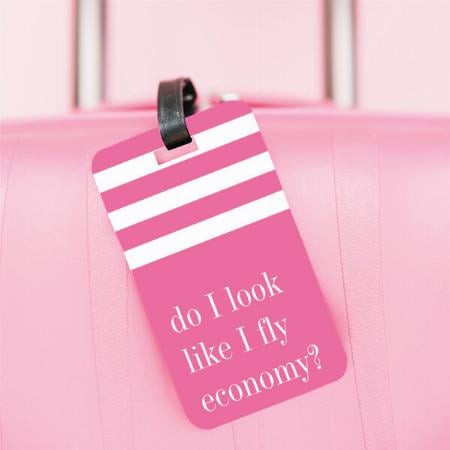 White Pink Line Pattern Customized Vertical Bag Luggage Tag