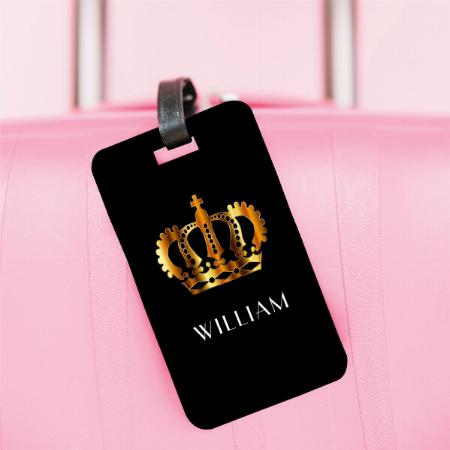 Elegant Black Faux Gold Crown Design Customized Vertical Bag Luggage Tag